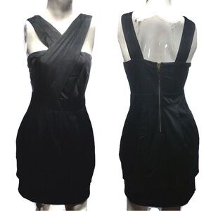 Armani Exchange LBD black cocktail dress avant garde tailored sheath dress XS S